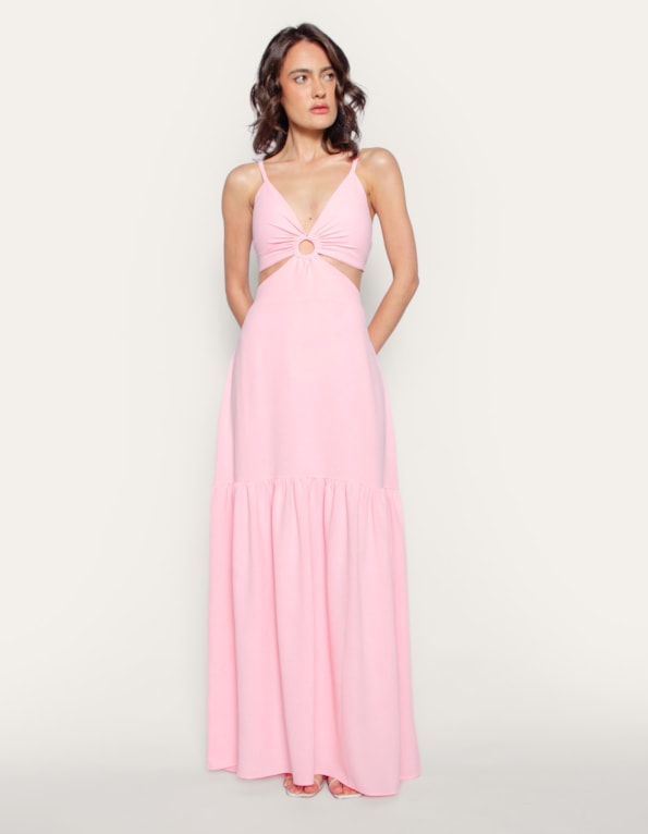 Vestido longo alcinha Rosa claro