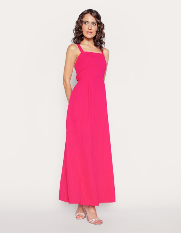 Vestido longo amarração costas