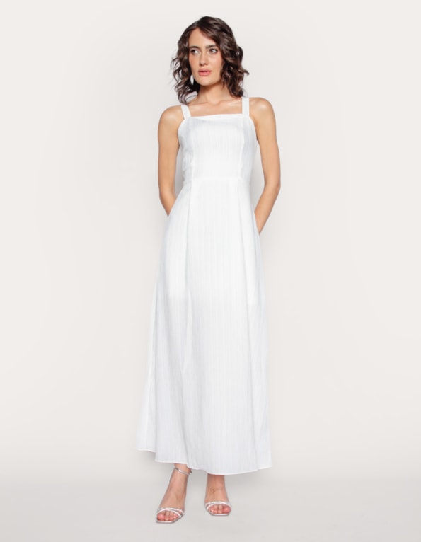 Vestido longo amarração costas Off white