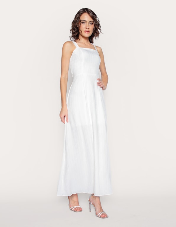 Vestido longo amarração costas Off white
