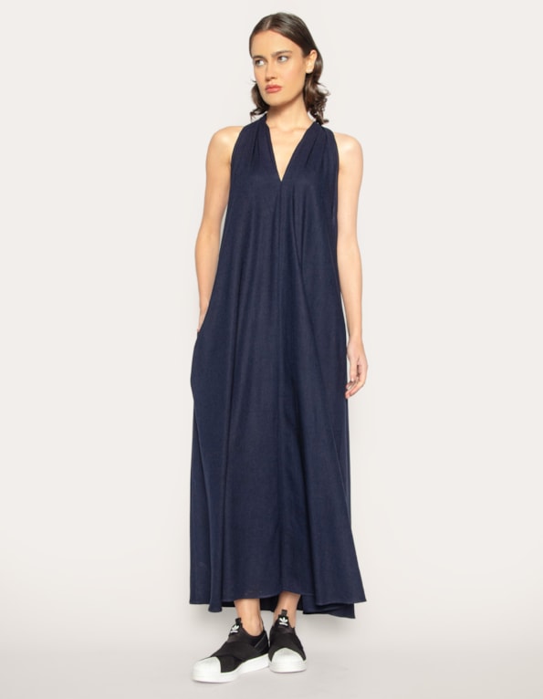 Vestido longo amplo Azul escuro