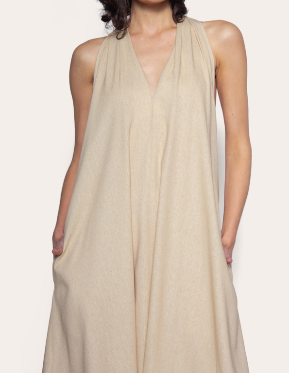 Vestido longo amplo Bege claro