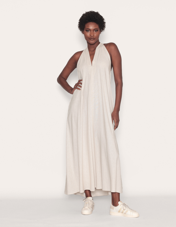 Vestido longo amplo Cru