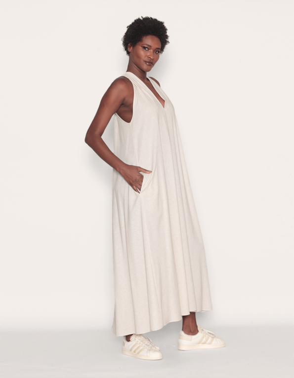 Vestido longo amplo Cru