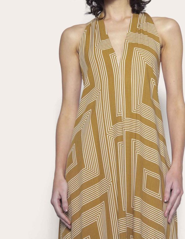 Vestido longo amplo estampado