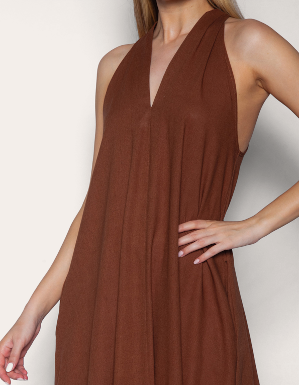 Vestido longo amplo Marrom