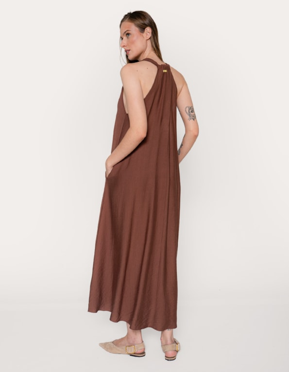 Vestido longo amplo  Marrom