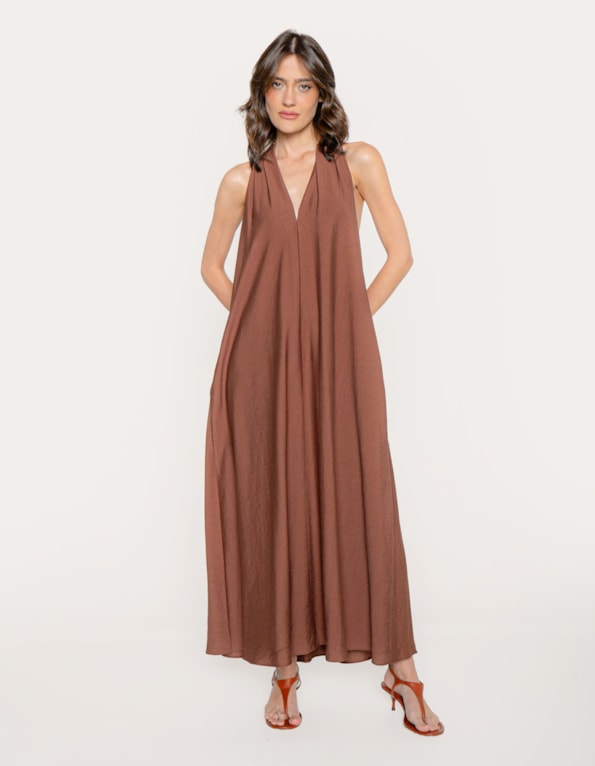 Vestido longo amplo  Marrom