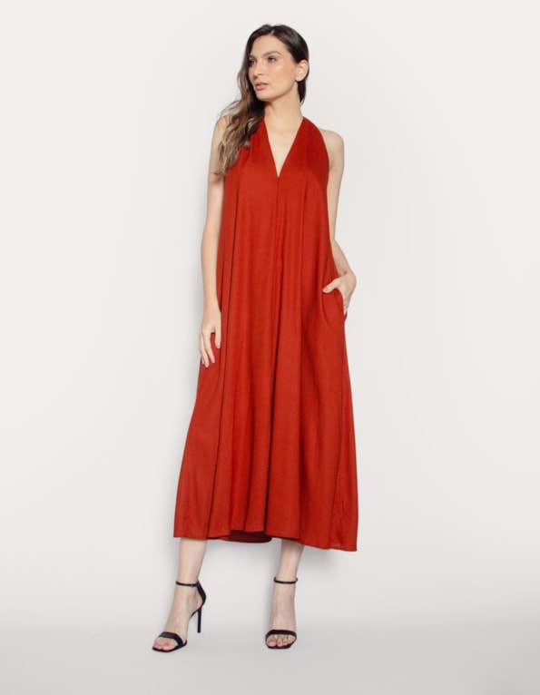 Vestido longo amplo Marrom medio