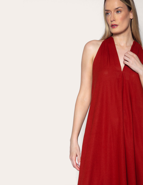 Vestido longo amplo Ocre escuro