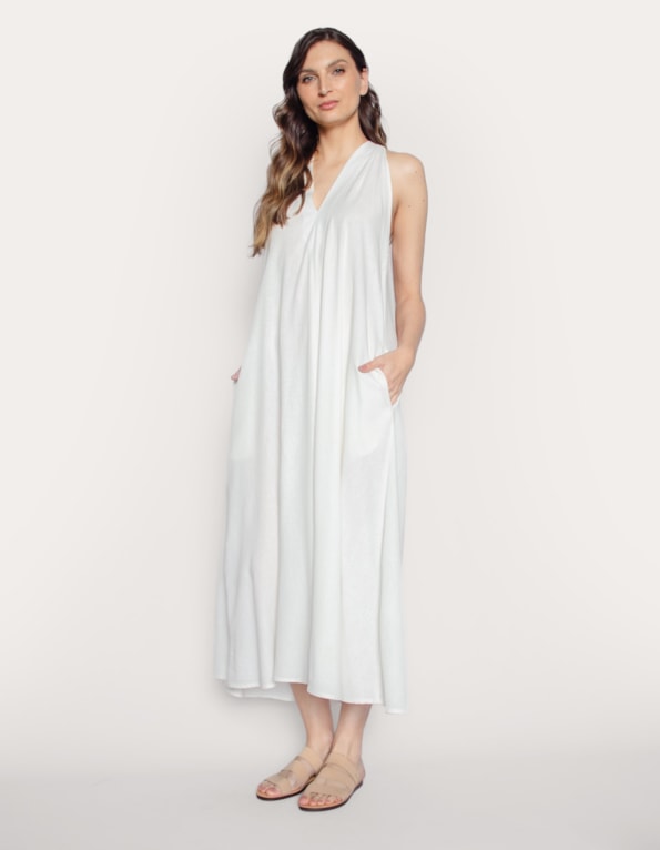 Vestido longo amplo Off white