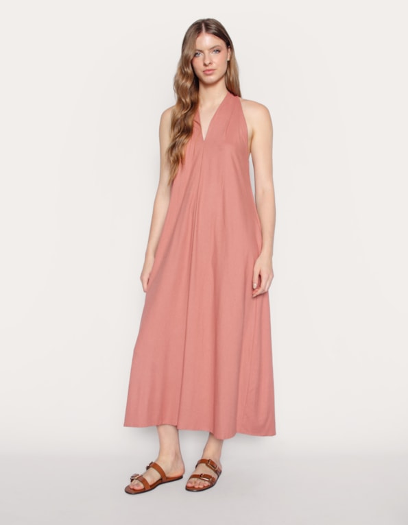 Vestido longo amplo Rosa medio