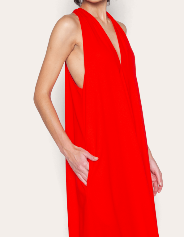 Vestido longo amplo Vermelho