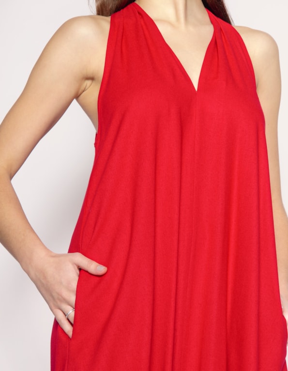 Vestido longo amplo Vermelho escuro