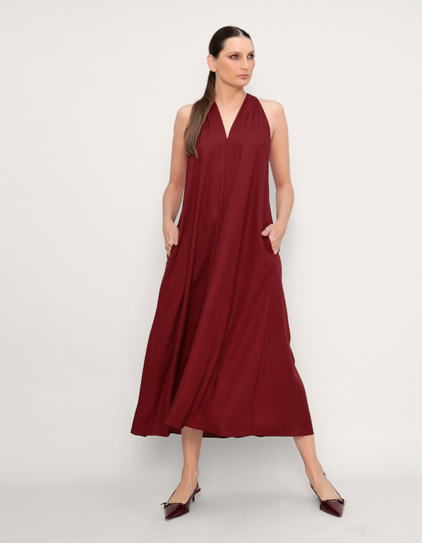 Vestido longo amplo Vinho