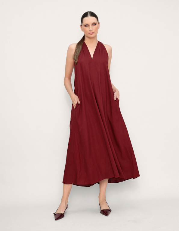 Vestido longo amplo Vinho