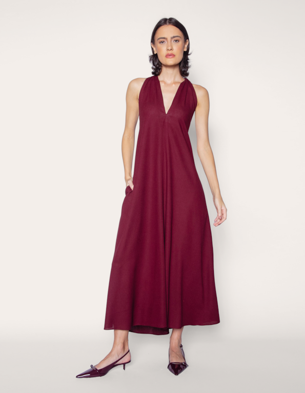 Vestido longo amplo Vinho escuro