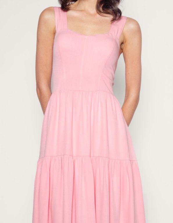 Vestido longo bojo alça larga Rosa