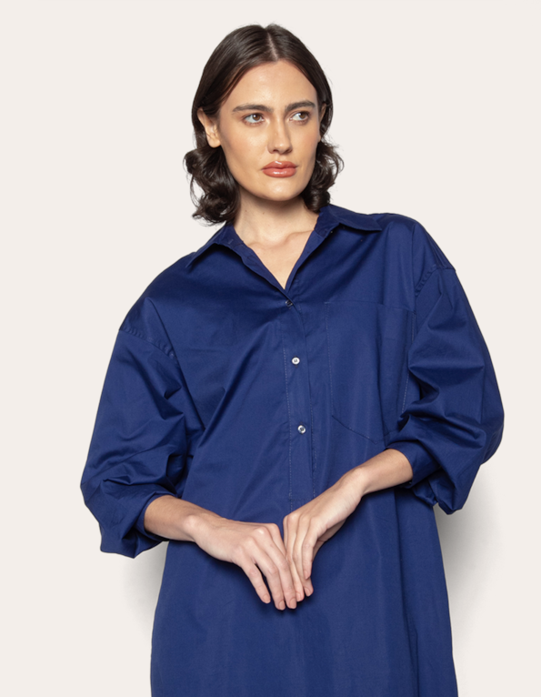 Vestido longo chemise Marinho