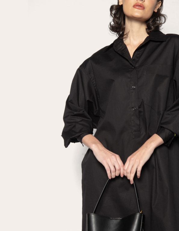 Vestido longo chemise Preto
