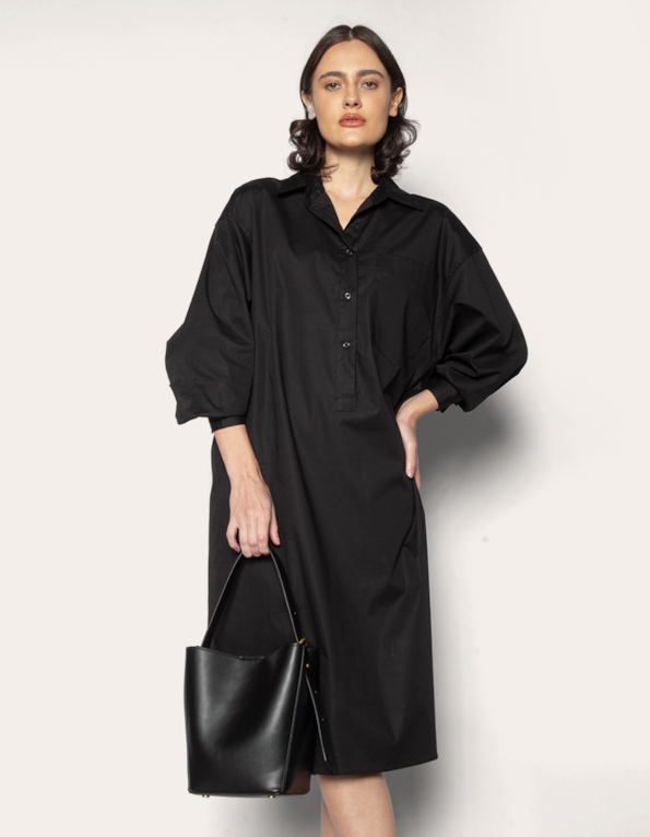 Vestido longo chemise Preto