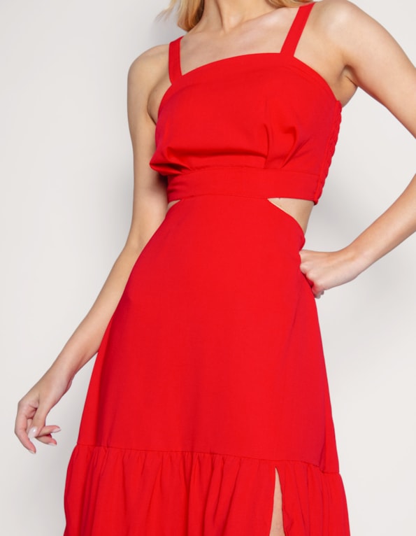 Vestido longo cut Vermelho