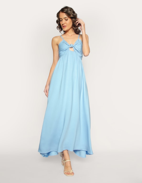 Vestido longo decote nó