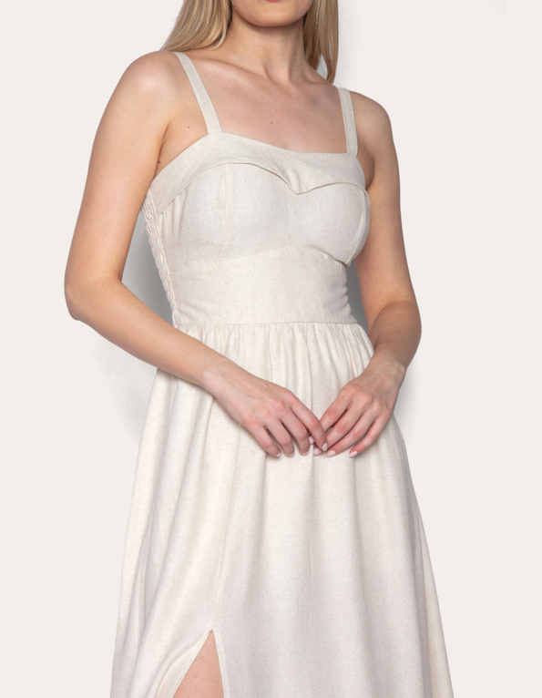 Vestido longo decote princesa Cru