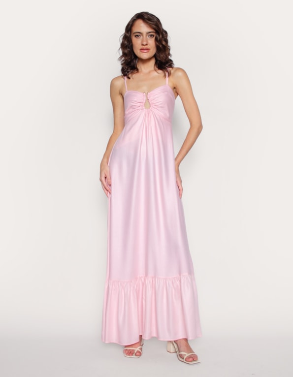 Vestido longo detalhe golden