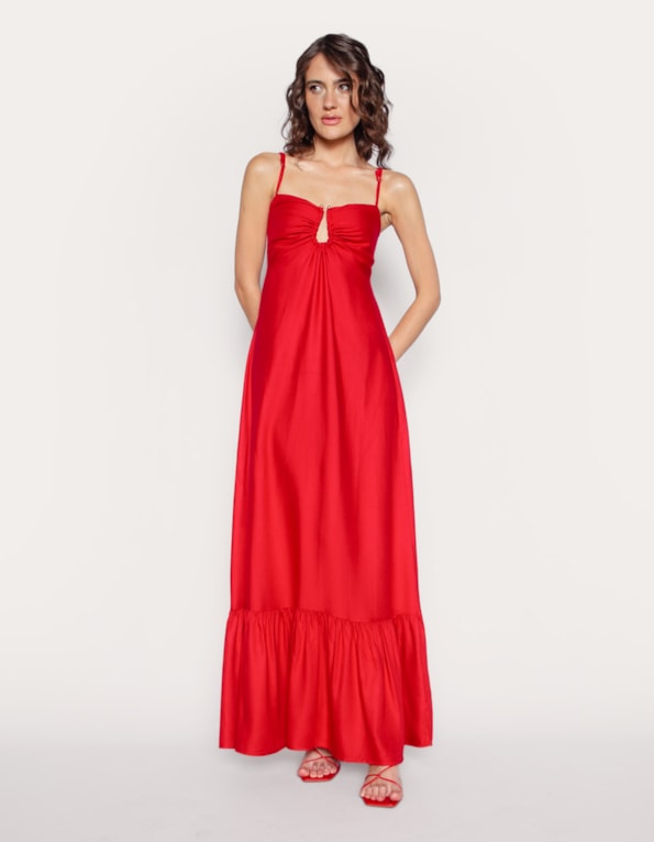 Vestido longo detalhe golden