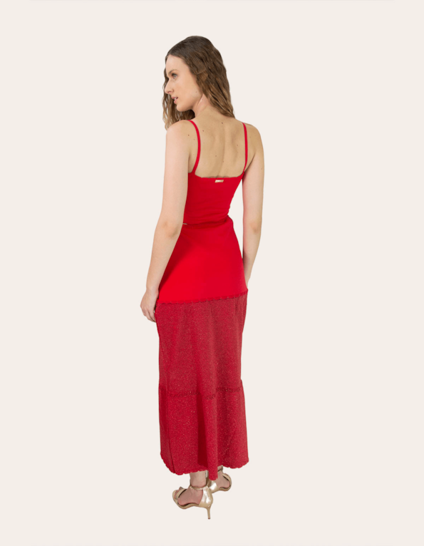 Vestido longo duo tricot lurex