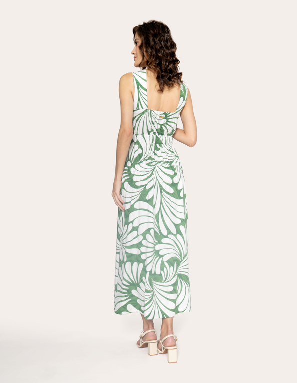 Vestido longo estampado Verde medio/off white