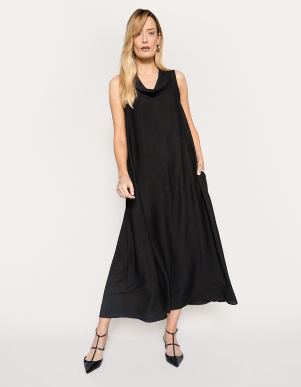 Vestido longo gola degage