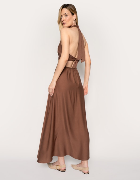 Vestido longo halter cut out