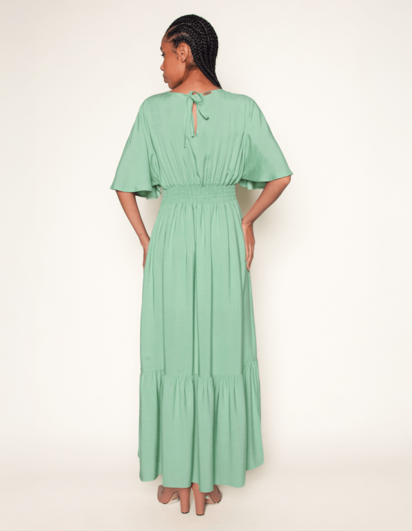 Vestido longo manga godê Mint