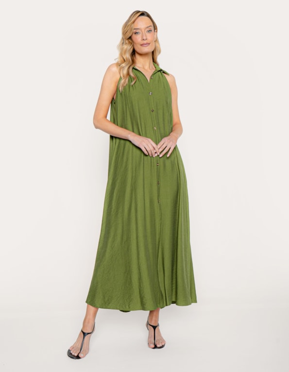 Vestido longo maxi chemise Oliva medio