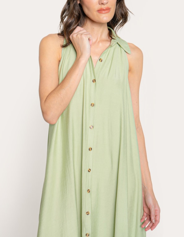 Vestido longo maxi chemise Verde claro