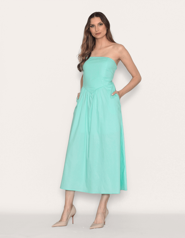 Vestido longo tomara que caia Mint