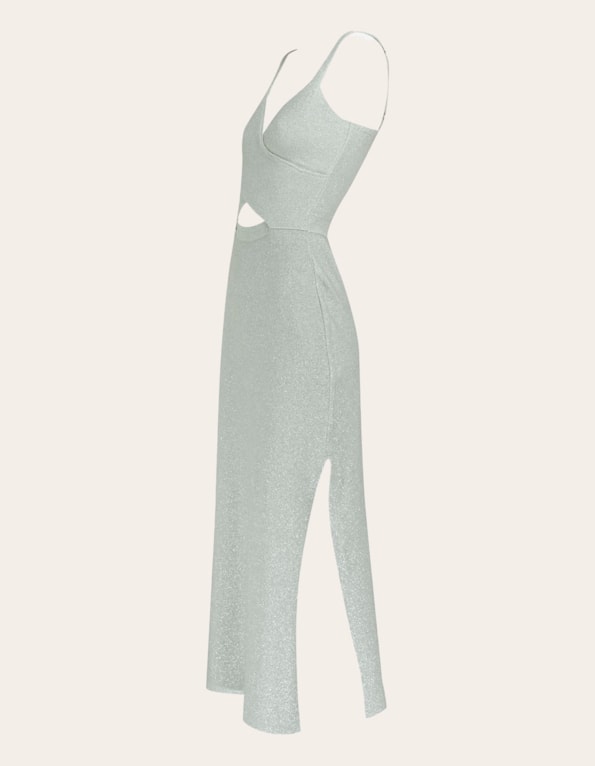 Vestido longo transpassado tricot Prata