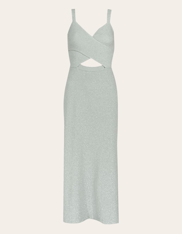 Vestido longo transpassado tricot Prata