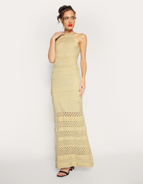 Vestido longo tricot Areia