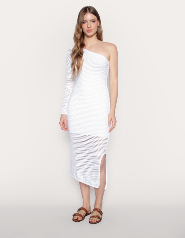 Vestido longo tricot ombro só
