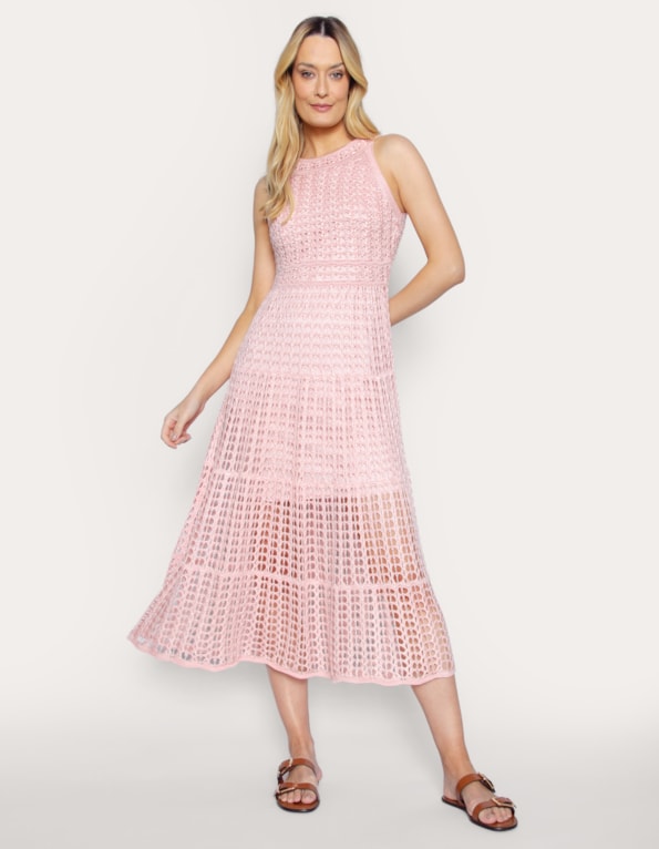 Vestido longo tricot Rosa claro