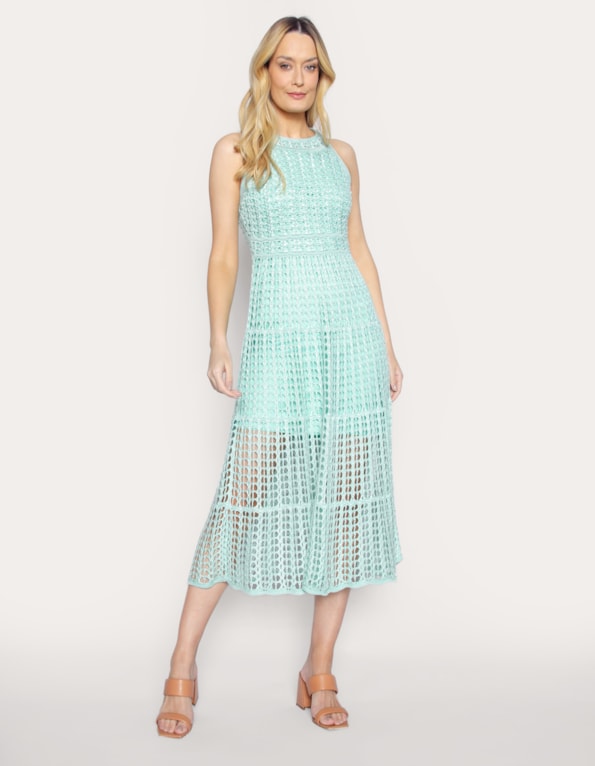 Vestido longo tricot Verde claro