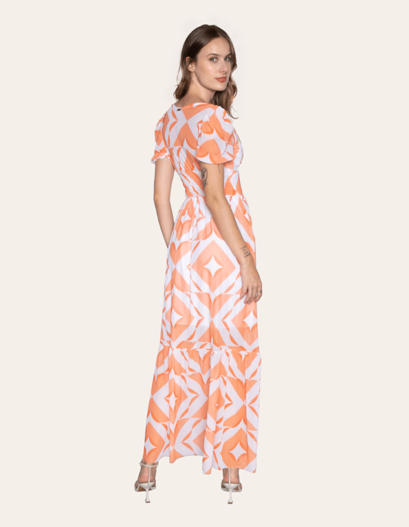 Vestido longo tule estampado