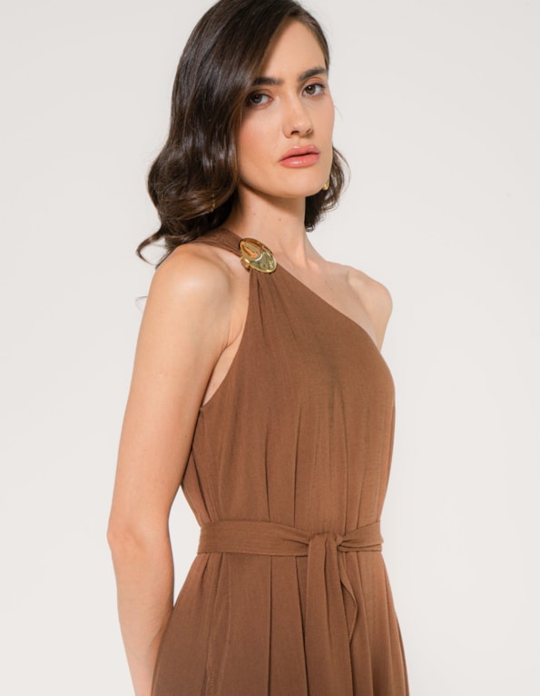 Vestido longo um ombro so