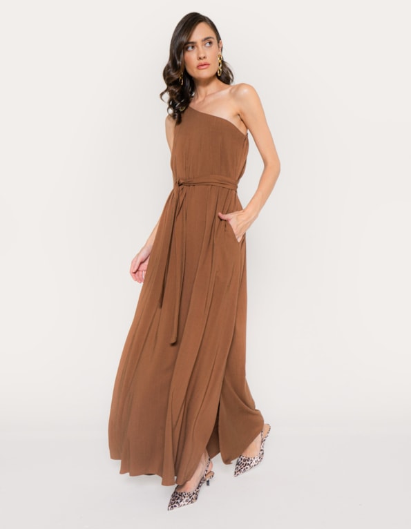 Vestido longo um ombro so