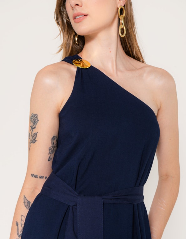 Vestido longo um ombro so