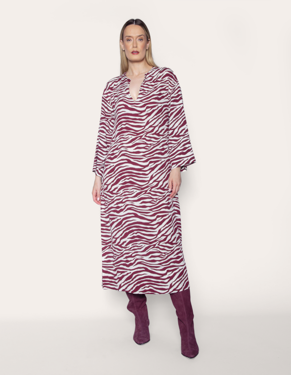 Vestido longo zebra vinho bordô