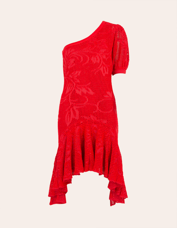 Vestido lurex ombro só Vermelho